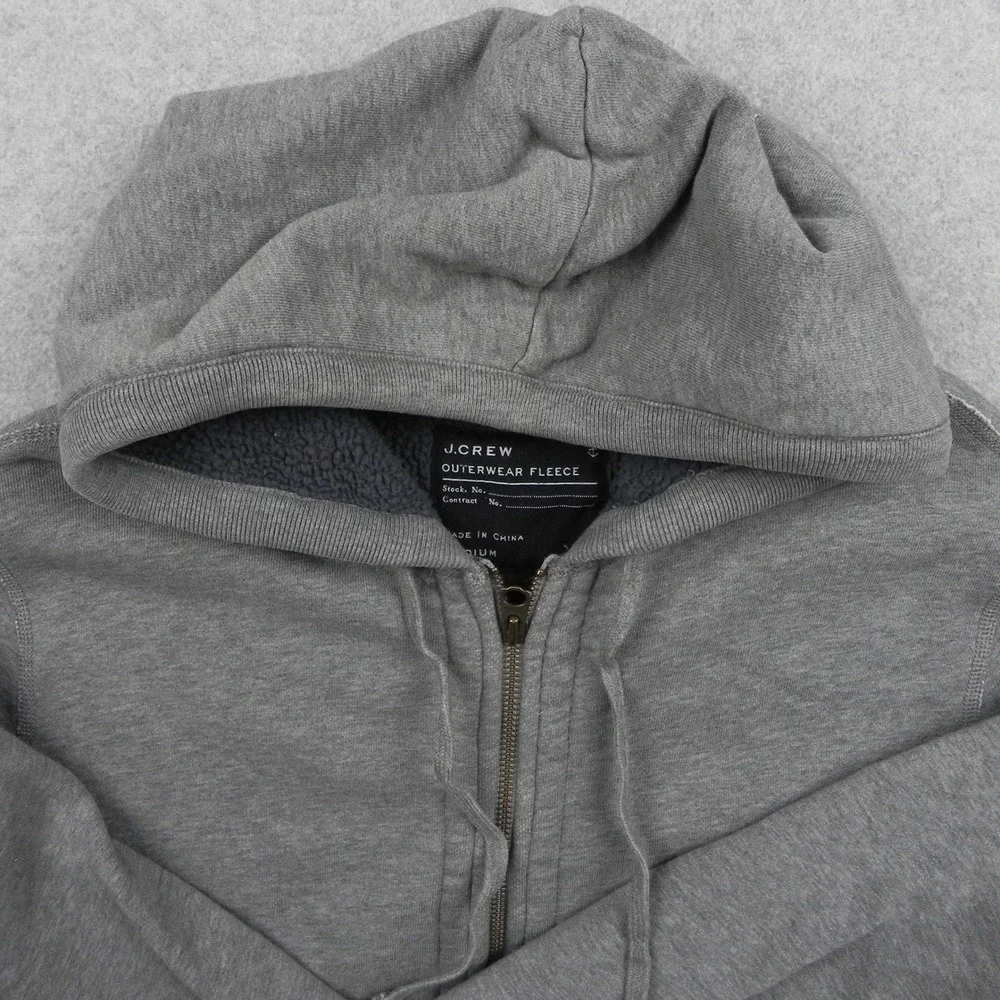 J.Crew Hoodie Mens Medium Gray Full Zip Outerwear Fleece Cotton Sweatshirt 18038